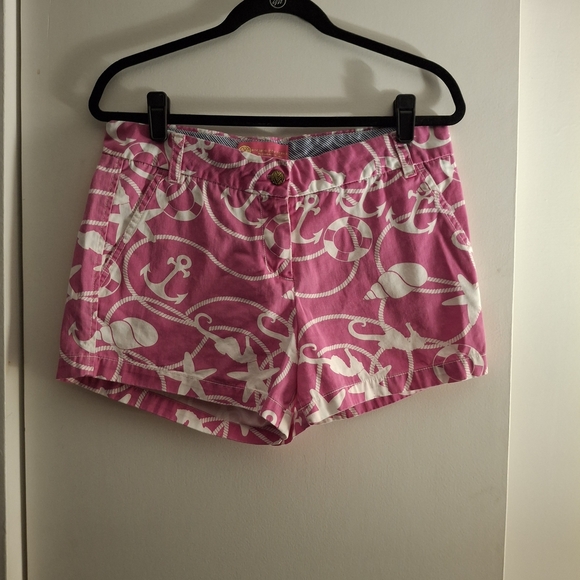 Macbeth Collection by Margaret Josephs Pink Nautical Jean Shorts - Picture 1 of 8